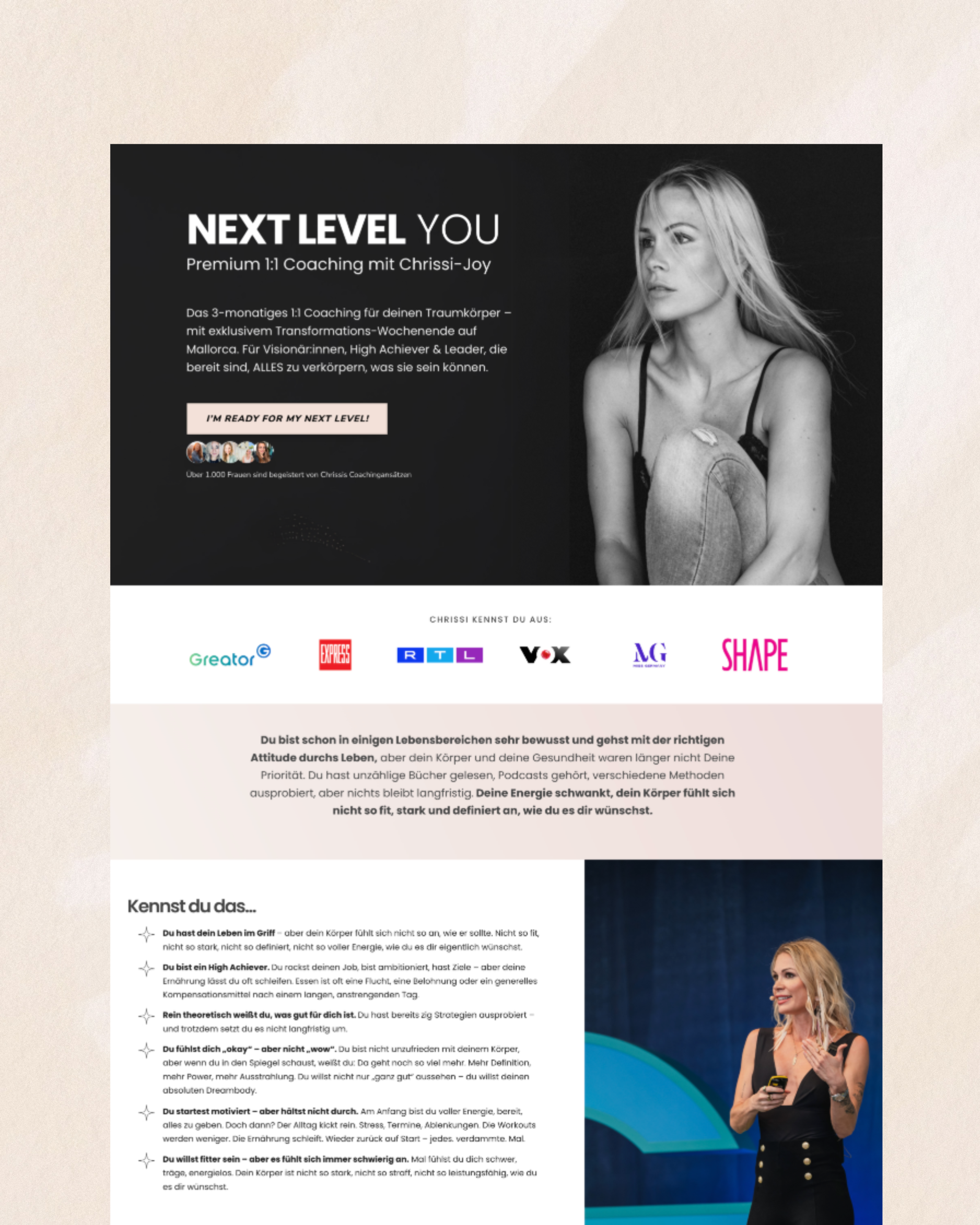 “Next Level You” – landing page – Chrissi-Joy
