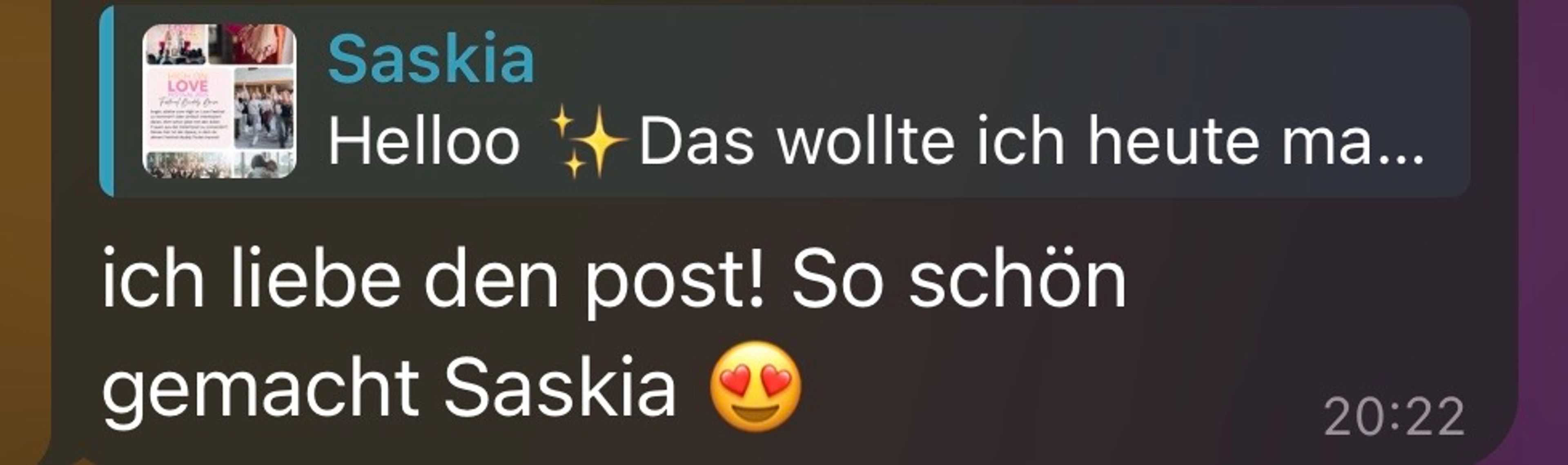 Screenshot einer Nachricht von Kund:innen