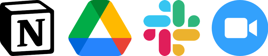 Notion, Google Drive, Slack und Video-Call