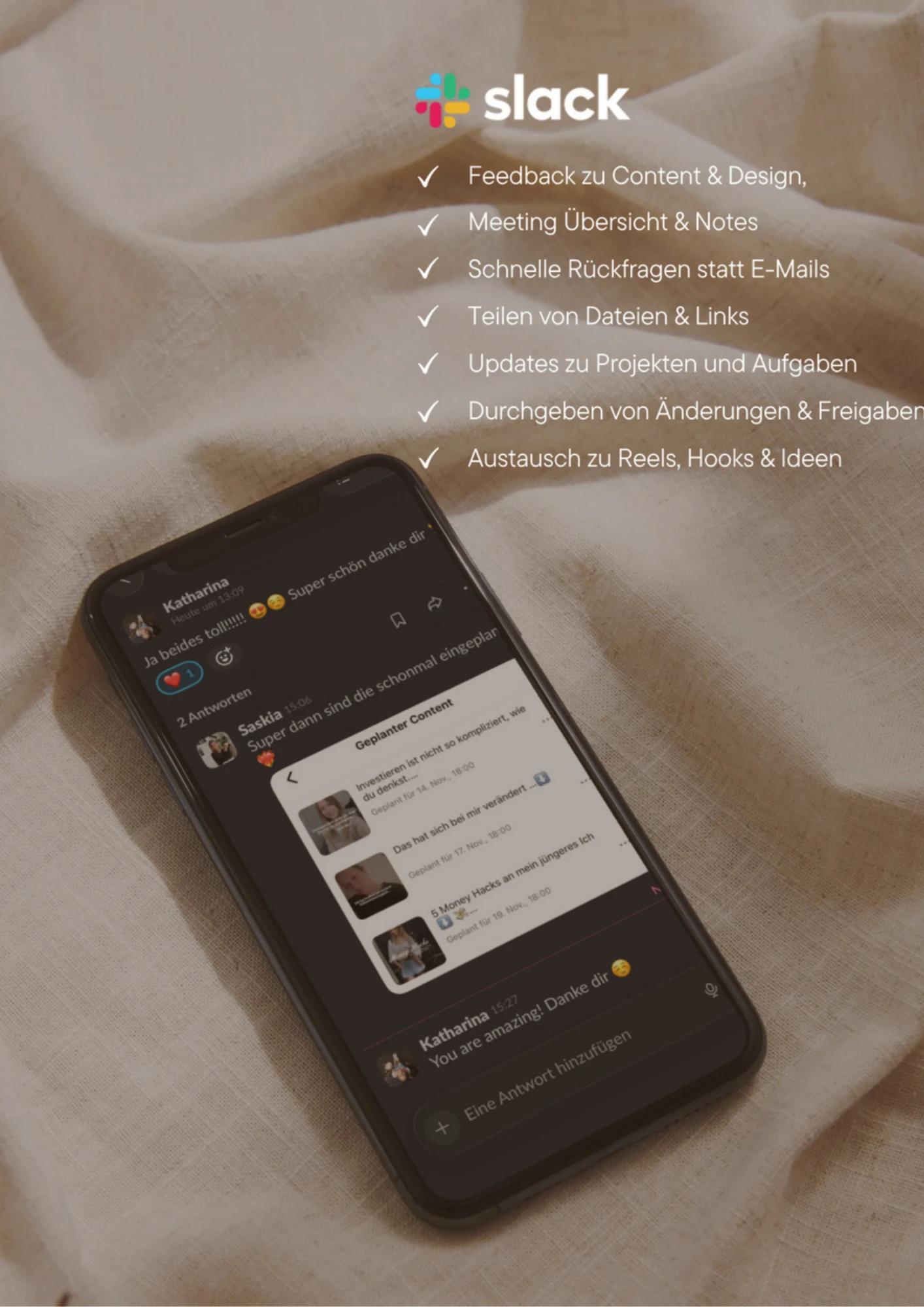 Slack-Chat mit einer Kundin auf einem Smartphone