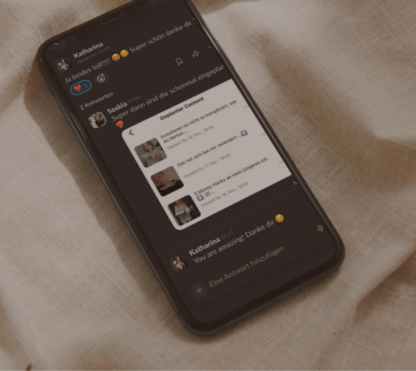 Slack chat with a client on a smartphone