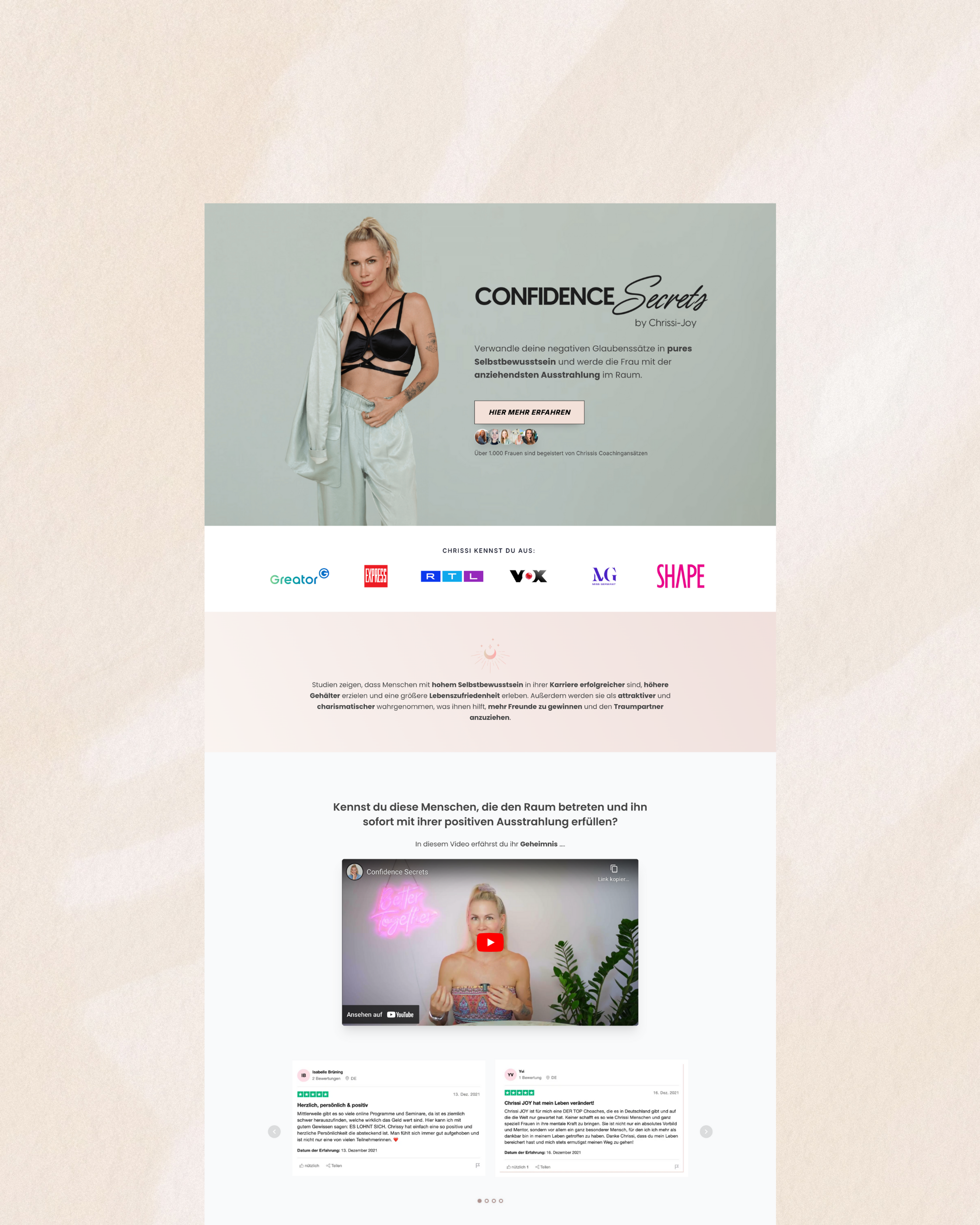 “Confidence Secrets” – landing page & masterclass – Chrissi-Joy