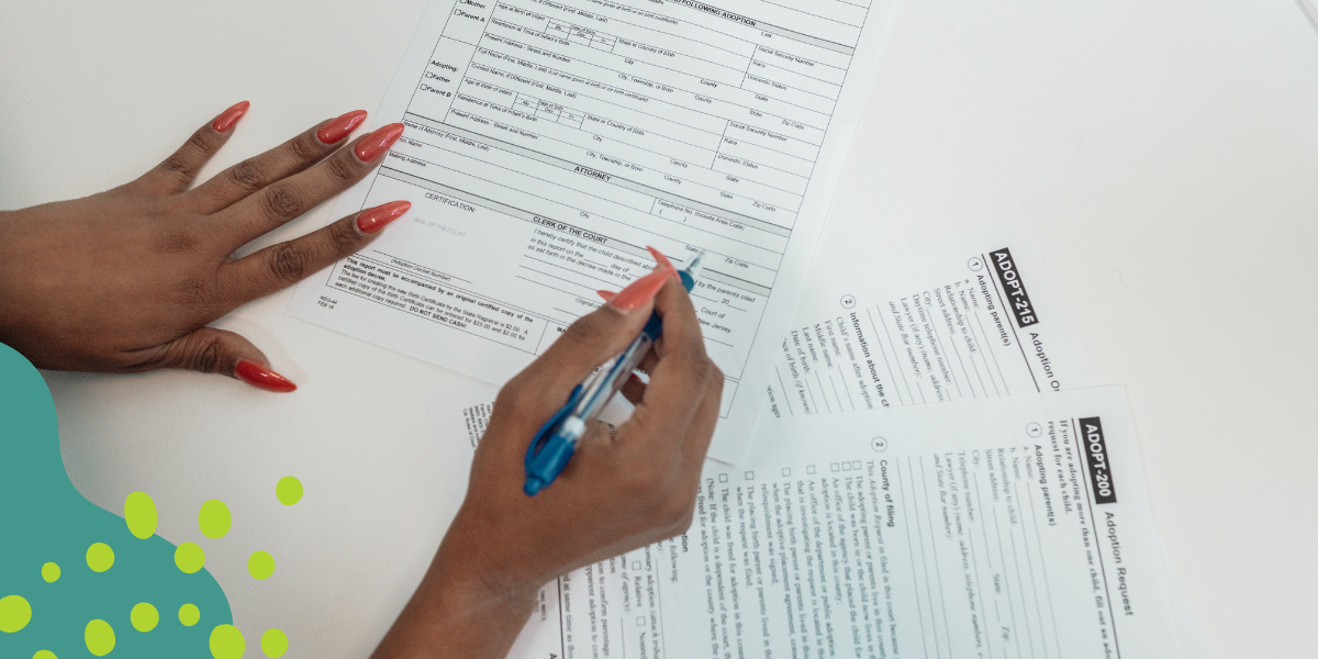 woman completing the adoption home study documentation