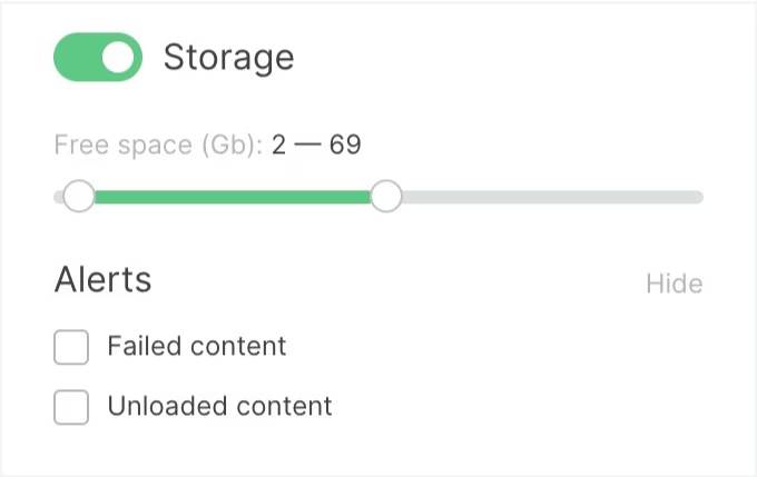 Storage and alerts
