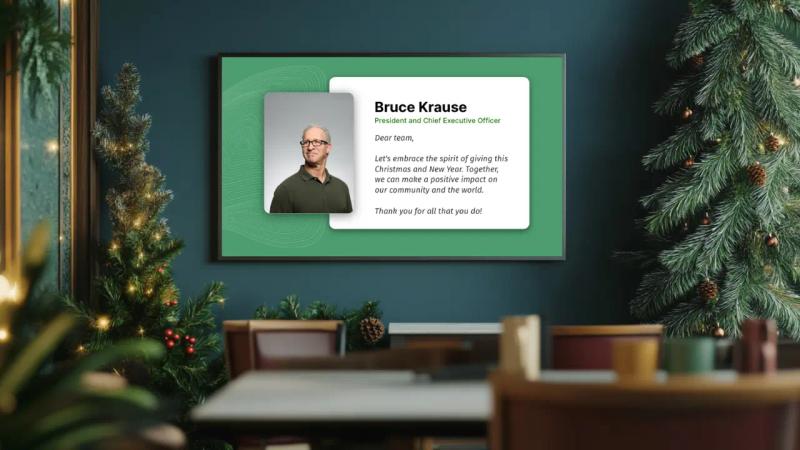 Festive idea for corporate break room's TV screen