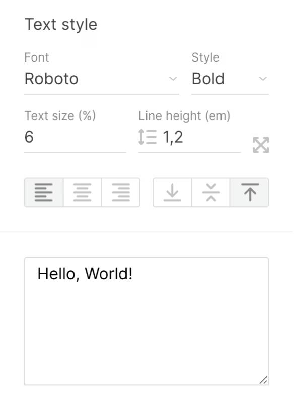 Text style settings