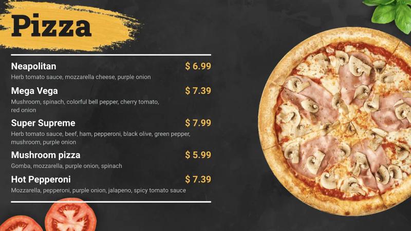 digital menu