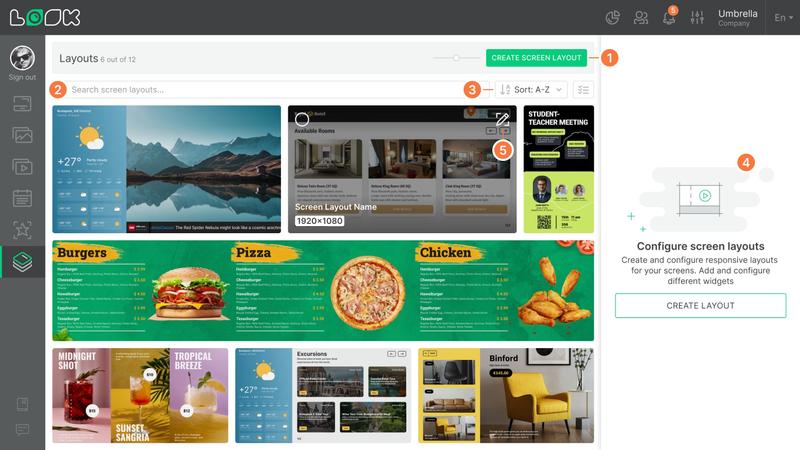 Screen layout interface