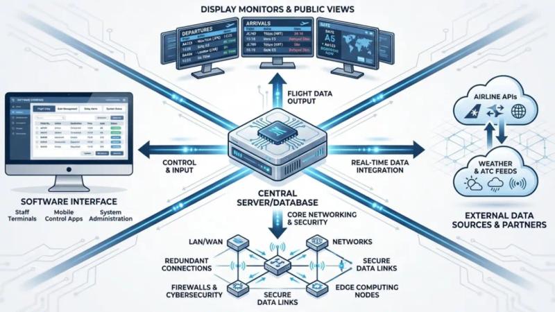 Airport flight information display system diagram