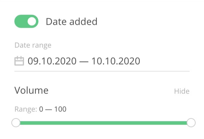 Date added and volume