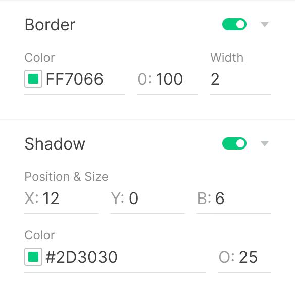Layer border and shadow settings