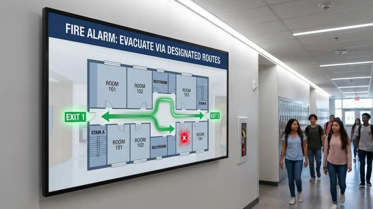 Emergency alerts school digital signage