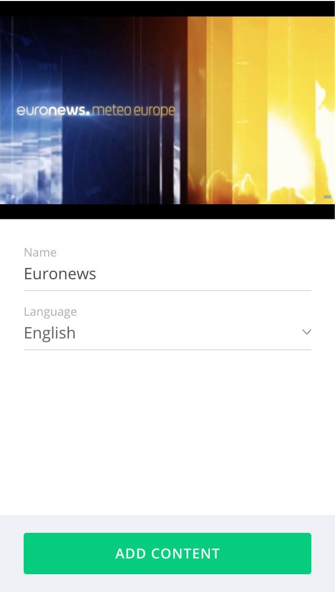 Adding and Configuring the Euronews app preview