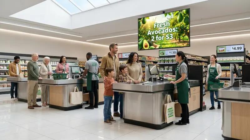 Grocery checkout digital signage th
