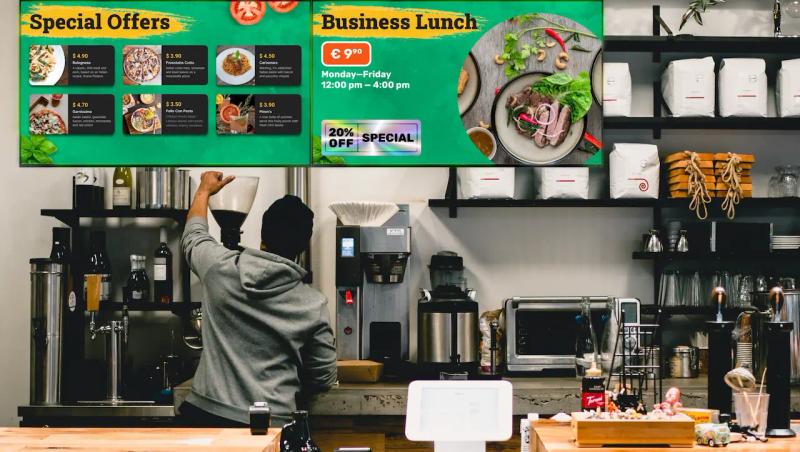 Digital Menu Board in the cafe