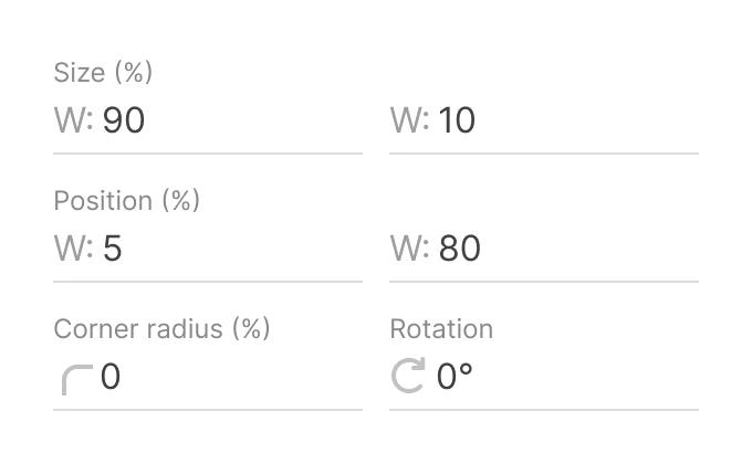 Size, position, radius and rotation