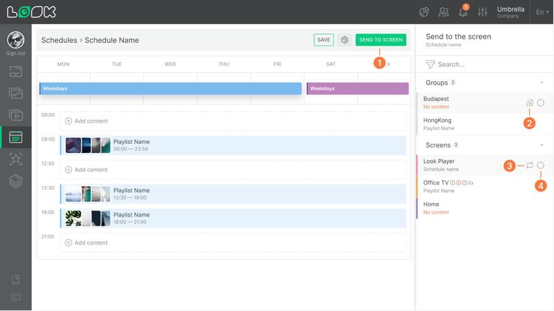 Send schedule to screen