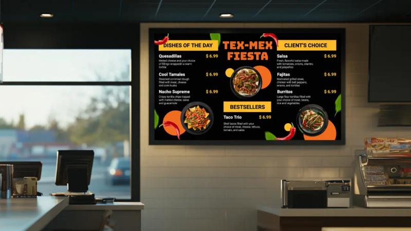 Digital signage menu board with Look free template