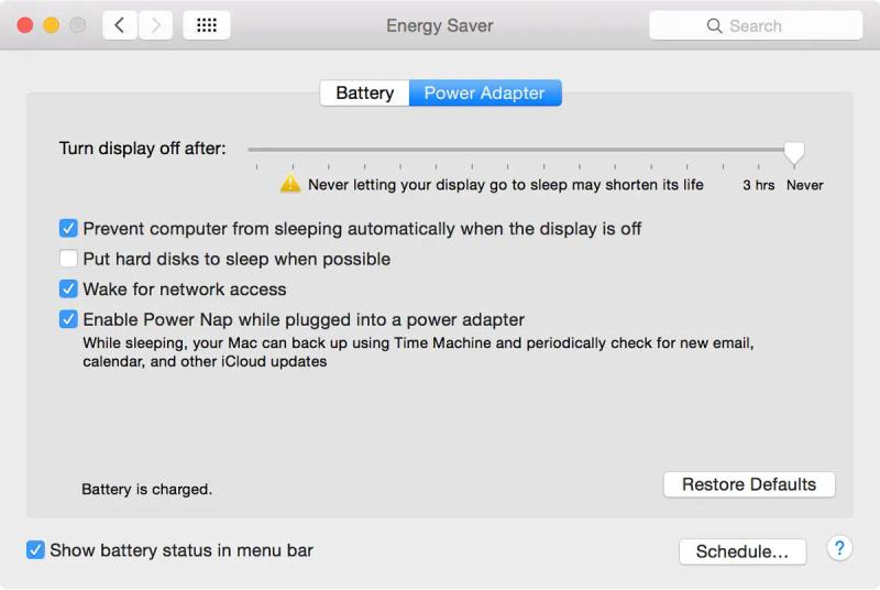 Preventing sleep mode on MacOS