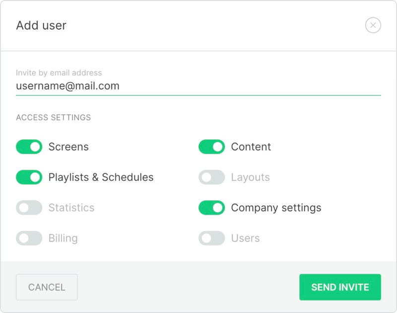 Add user dialog