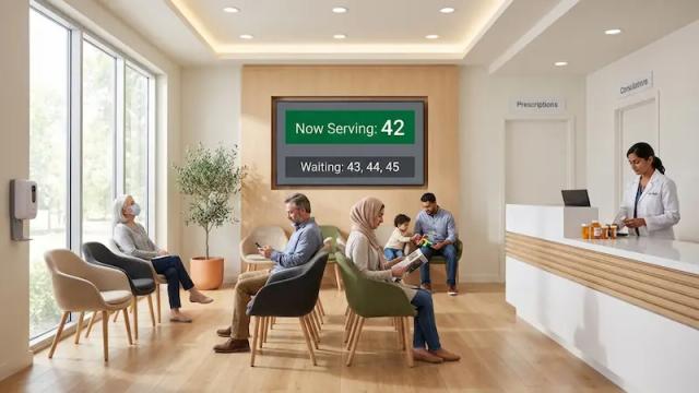 Pharmacy queue screens digital signage th