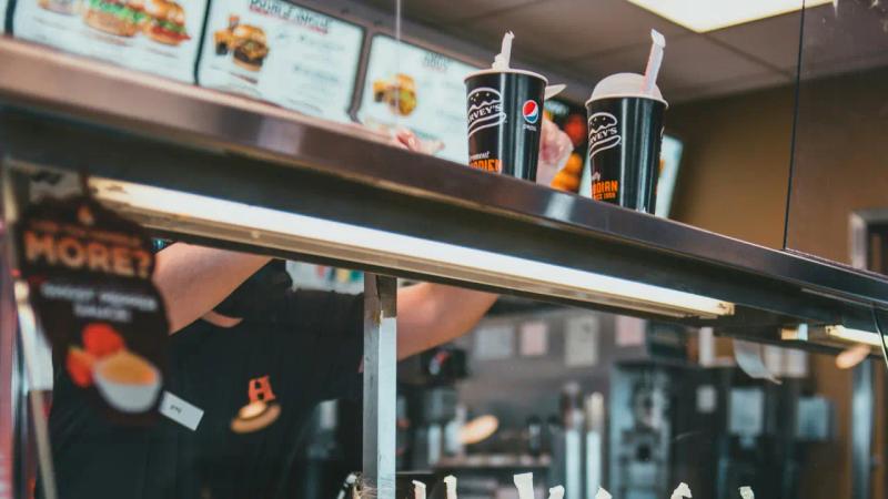 Digital menu board in cafe