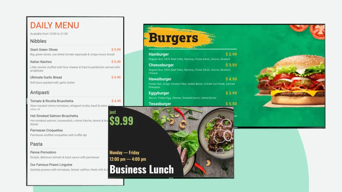 Digital menu board size