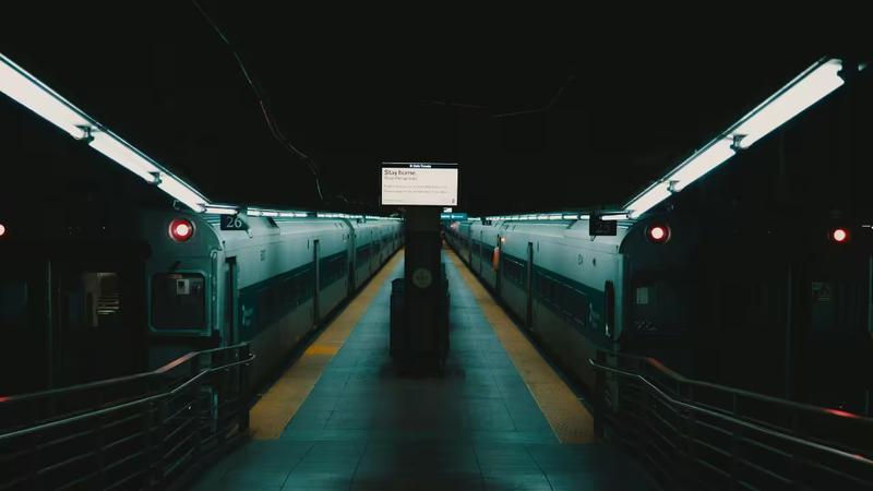 TV screen at a train station