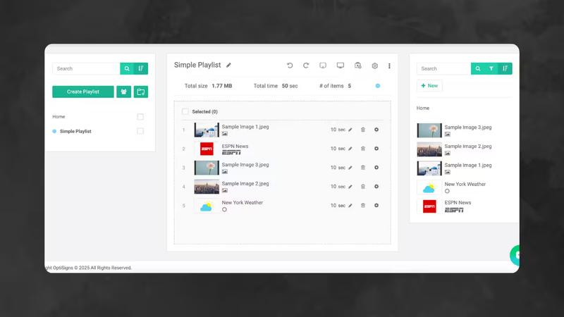 OptiSigns interface