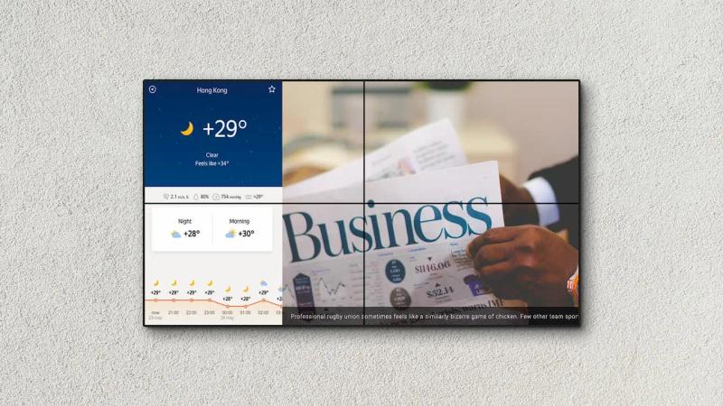 Seamless video wall with content