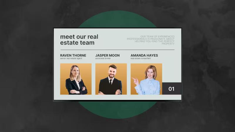 TV screen with content for real estate industry