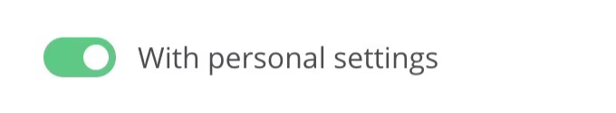 Personal settings