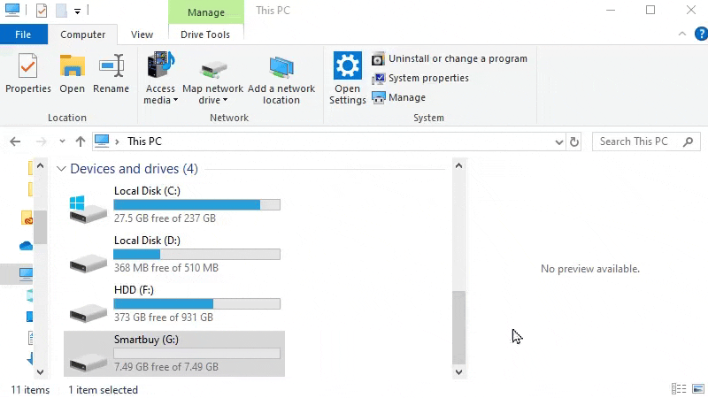 USB formatting on windows