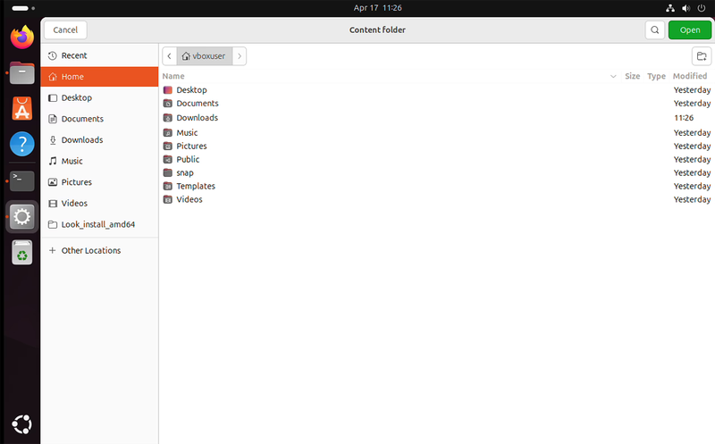 Set content folder for Look app on Linux