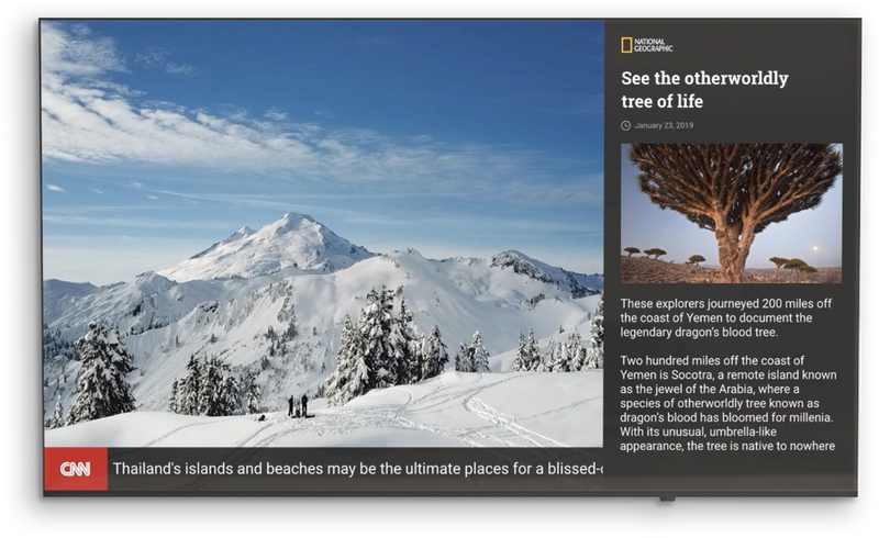 Screen with layers and text ticker Look DS