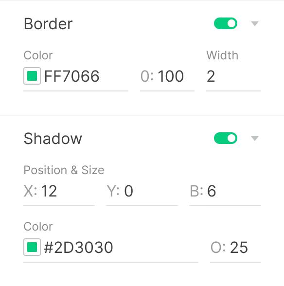 Border and shadow settings