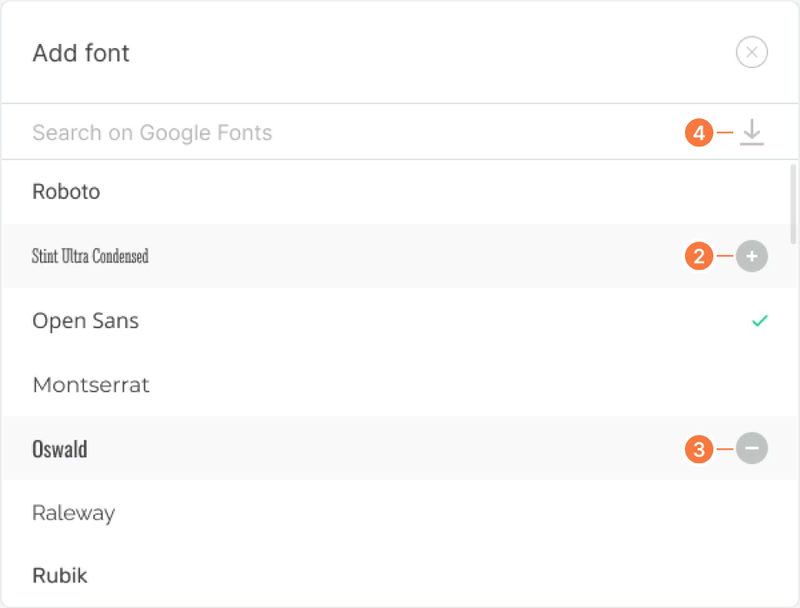 Adding new font dialog