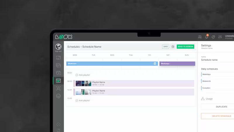 Digital signage scheduling tool th