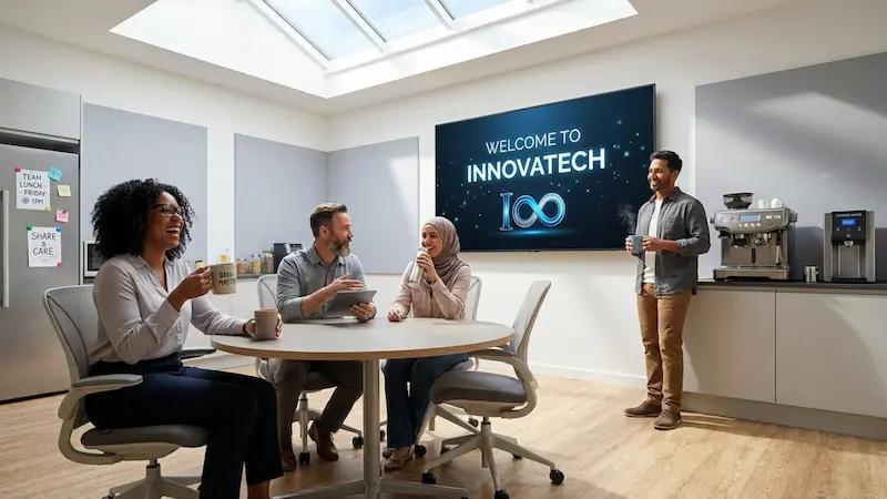 Breakroom digital signage content pillars th