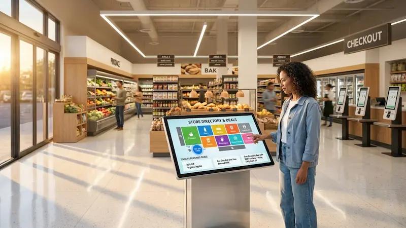 Grocery aisle wayfinding digital signage th