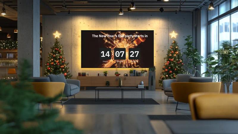 countdown timer on digital signage screen in the office