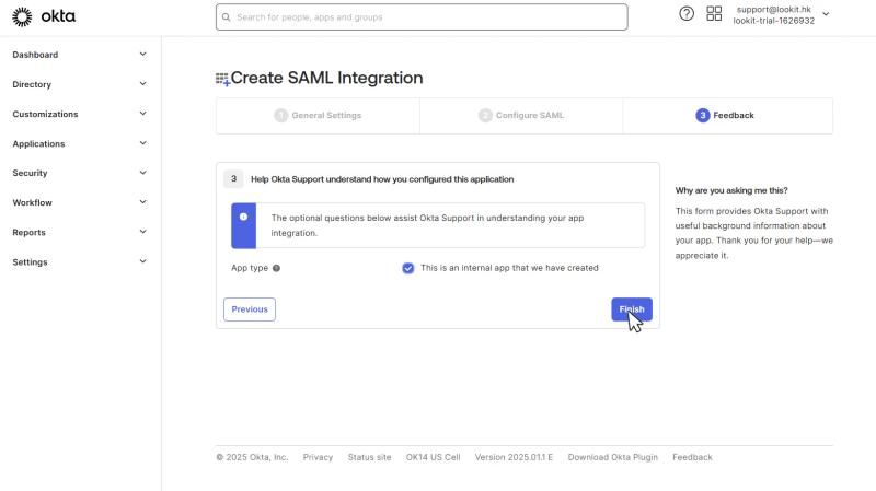 Finish SAML integration