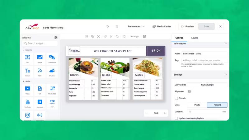 Novisign interface