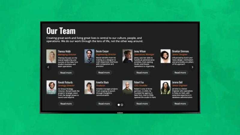 Meet our team digital signage template