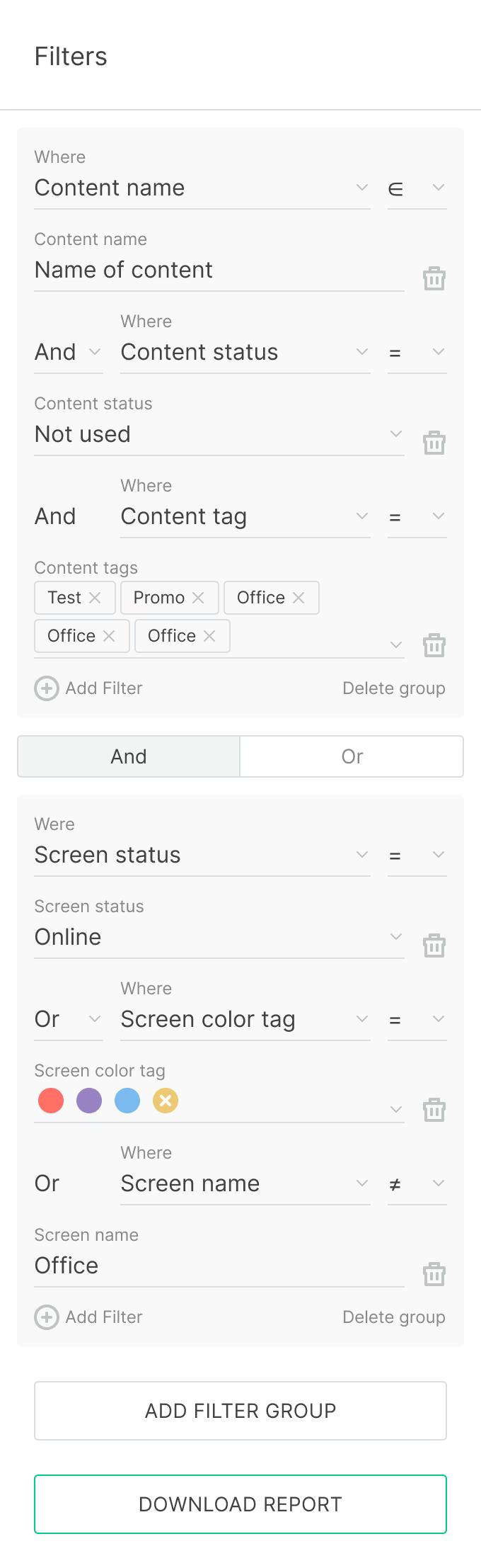 Statistic's filters