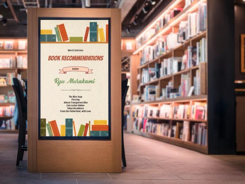 book recommendations on digital screen