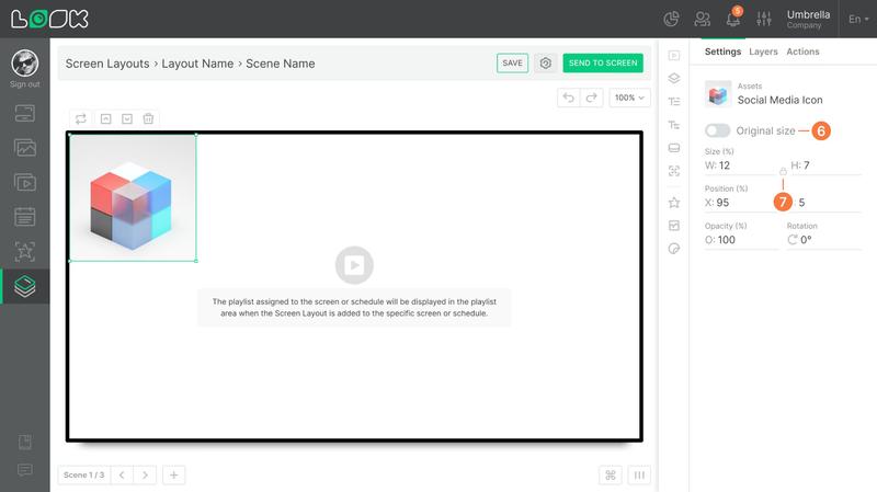 Screen layout assets settings