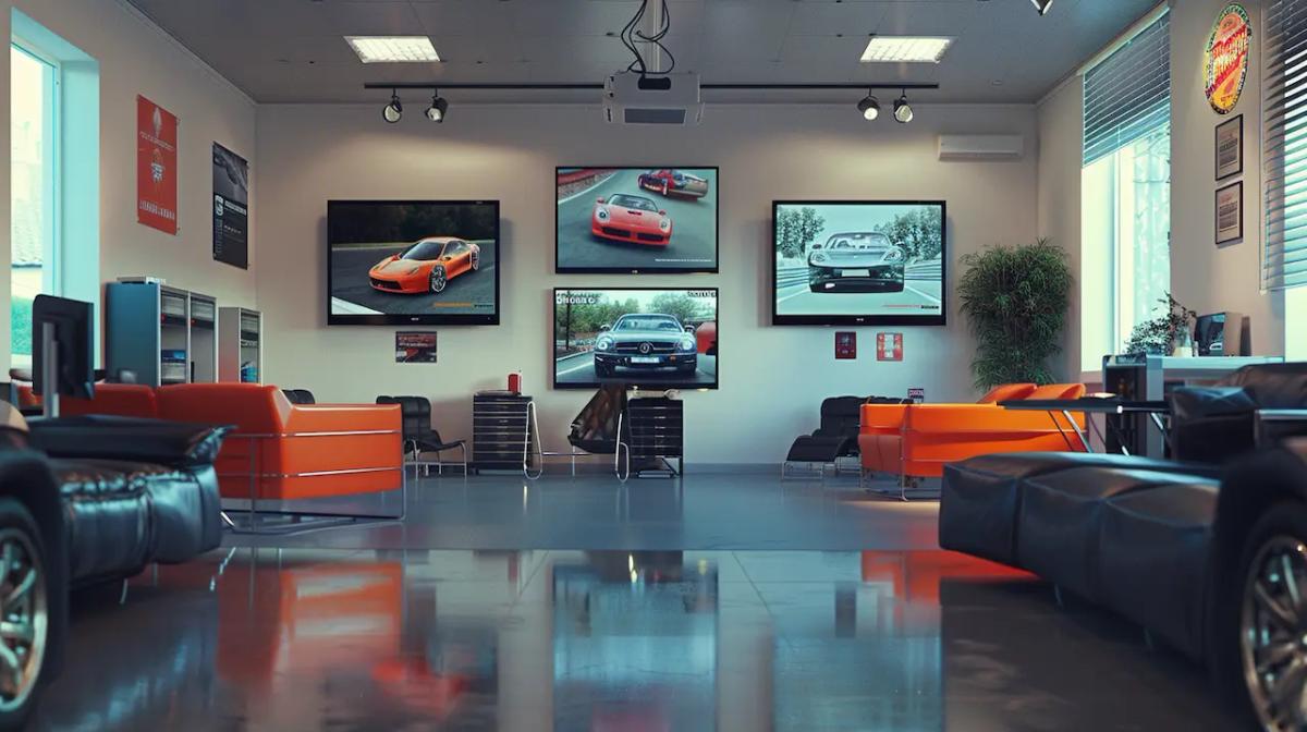 Autoshop waiting room digital signage