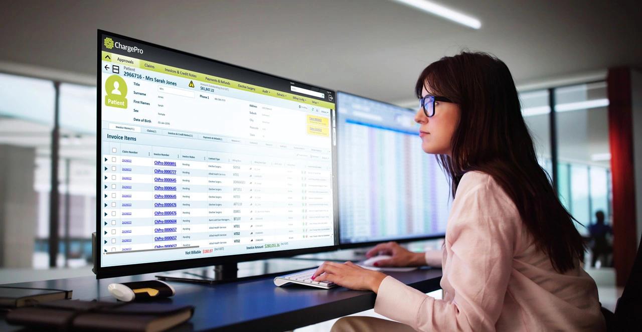 Healthcare finance professional using Charge Pro