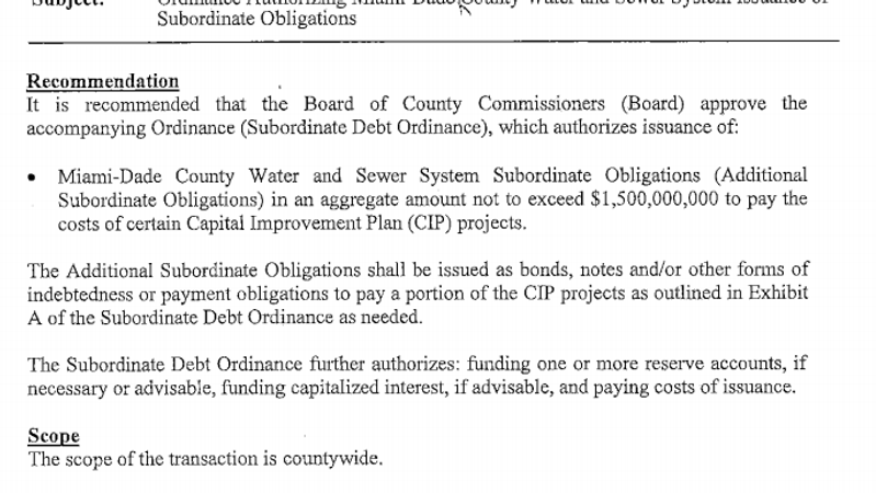 Miami-Dade Water and Sewer to $1.5 Billion in Bonds to Fund First Phase of CIP